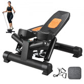 Compact hydraulic stair stepper with non-slip pedals and resistance bands for home workouts.