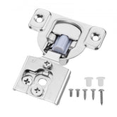 Silver soft-close cabinet hinges with blue damper, screws, and pins in 40-pack.
