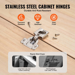 60-pack of stainless steel soft close cabinet hinges for partial overlay framed doors.