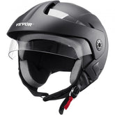 Bostome 3/4-face motorcycle helmet with Bluetooth, large lens, and multiple vents for comfort.