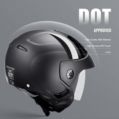 Bostome 3/4-Face Motorcycle Helmet with a large lens and Bluetooth integration for comfort and safety.