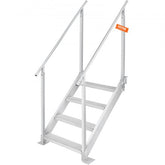Bostome 4-step aluminum dock ladder with adjustable height and dual handrails for stability.