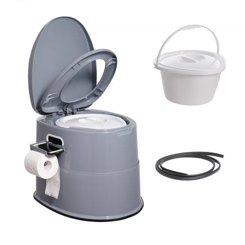 Bostome Portable Camping Toilet with a 1.3 Gal detachable bucket and paper holder.
