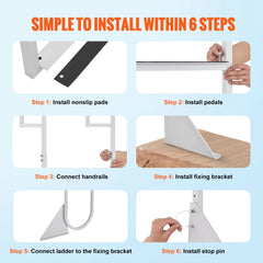 Aluminum 5-step dock ladder with flip-up design and nonslip pedals, supports 350 lbs.