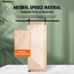 30" x 84" spruce wood sliding barn door with hardware kit and dual handle options.