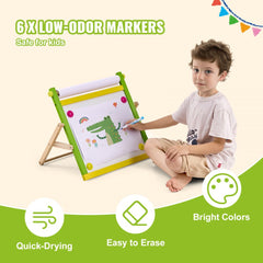 32-piece easel accessory set with chalk, markers, and paper rolls for creative play.