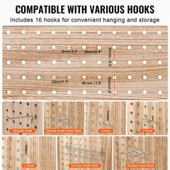 Bostome 4-panel wood room divider in paulownia with customizable pegboard holes and 360° hinges.
