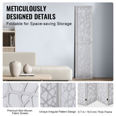 Bostome 4-panel white wood room divider with pegboard feature and 360° rotating hinges.