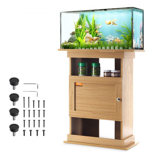 Bostome 20 gallon aquarium stand in basswood MDF with multi-tiered storage and sturdy construction.