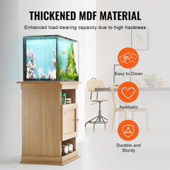 Bostome 20 gallon aquarium stand in basswood MDF with multi-tiered storage compartments.