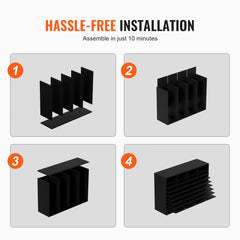 Black wood literature organizer with 36 adjustable compartments for file sorting.