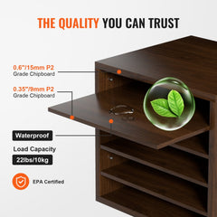 Bostome Wood Literature Organizer with five compartments in a rich brown finish.