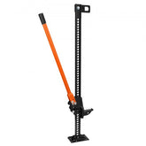 48-inch high lift farm jack with orange handle and black steel frame for heavy lifting tasks