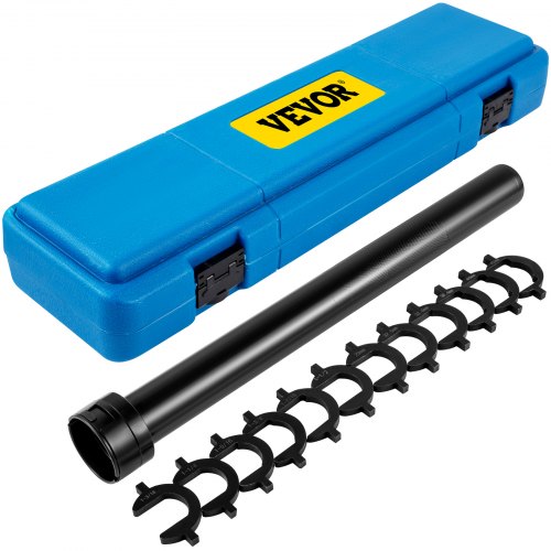 Blue case with black steel tie rod removal tools and 12 crowfoot adapters for 1/2 inch drive