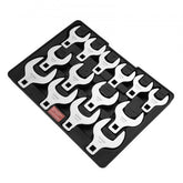 14-piece SAE crowfoot wrench set in black storage tray, 1/2-inch drive, chrome finish.