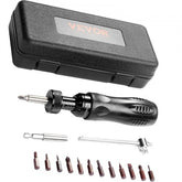 Bostome 1/4" drive torque screwdriver with a laser-calibrated scale and 12 bits in a case.