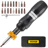Bostome 1/4" drive torque screwdriver with a rubber grip and versatile bit set in a carry case.