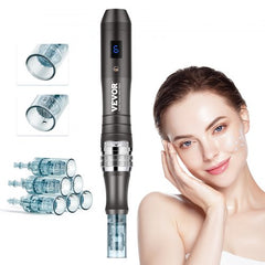 Bostome M8 Microneedling Pen with 6-speed settings and 6 disposable needle cartridges.