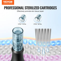 Bostome M8 Microneedling Pen with six speed settings and six disposable needle cartridges.