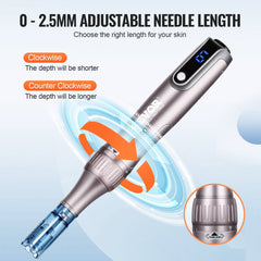 Bostome M8S microneedling pen with LCD display and adjustable needle depth for skin care.