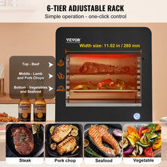 Stainless steel electric infrared grill with adjustable rack and one-button temperature control.