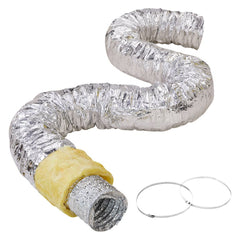 Flexible 6-inch insulated dryer vent duct hose, 25 feet long, with durable construction.
