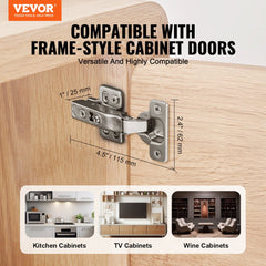 Bostome full overlay soft close cabinet hinges in a 50-pack, made of stainless steel.