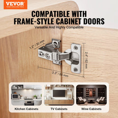 A 60-pack of stainless steel soft close cabinet door hinges with adjustable oval holes.