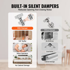 Bostome 60-pack of stainless steel soft close cabinet door hinges with adjustable oval holes.