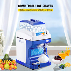 Bostome Commercial Ice Shaver with a 5L hopper, stainless steel blade, and drip tray.