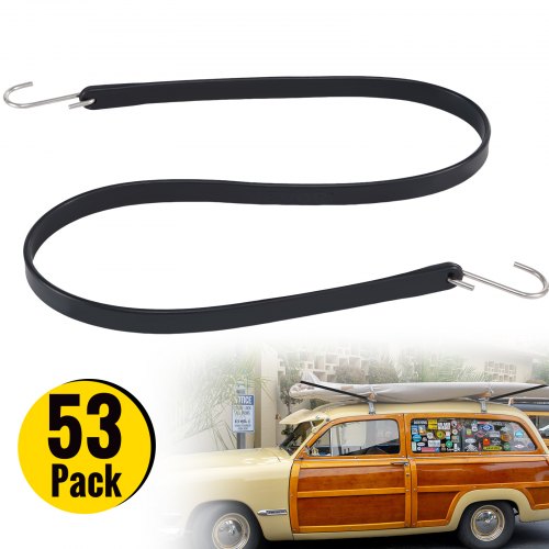 Bostome 53-pack of 31-inch EPDM rubber bungee cords with stainless steel S-hooks.