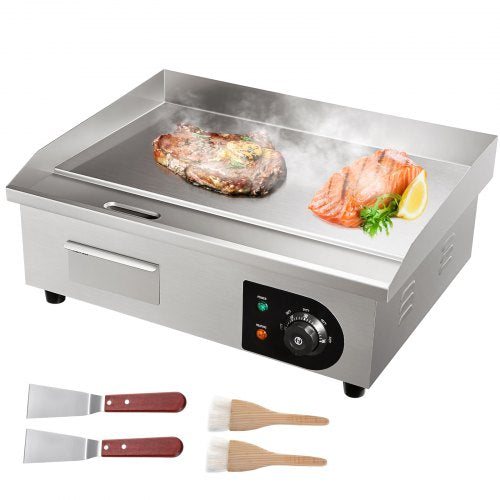 Bostome Commercial Electric Griddle with a 21-inch flat iron cooking surface and adjustable temperature.