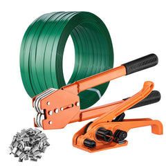 Bostome PET Banding Strapping Kit with tensioner, sealer, seals, and 1000ft band for secure bundling.