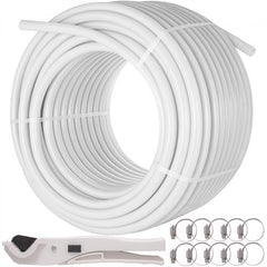 Bostome 1" x 300ft white PEX tubing, flexible with a non-toxic design for plumbing systems.
