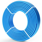 Flexible 1/2 inch PEX-B pipe in a 300 ft roll for hot and cold potable water plumbing.