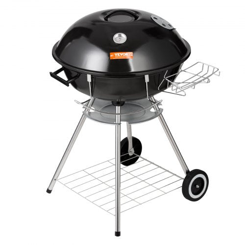 Bostome 22" kettle charcoal grill with porcelain-enameled finish, wheels, and cover.