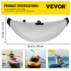 Inflatable PVC float system kit for kayak stability with adjustable connecting rod and quick setup.