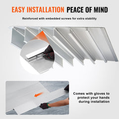 Aluminum modular door threshold ramp with embedded screws and gloves for easy installation.