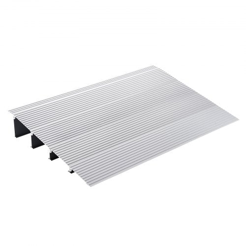 Bostome aluminum threshold ramp with a 4-inch rise, designed for wheelchairs and scooters.