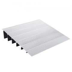 Aluminum modular door threshold ramp with 6 inch rise and slip-resistant surface, supports 800 lbs