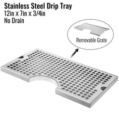 Stainless steel beer tower with single faucet and detachable 12"x7" drip tray.