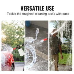 Bostome pressure washer gun set with foam cannon and five quick-connect nozzles.