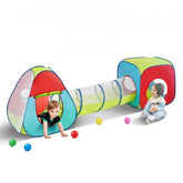 Colorful 3-in-1 kids play tent with a tunnel for indoor and outdoor imaginative play.