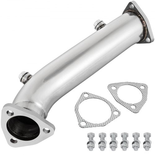 Stainless steel high flow downpipe for Audi A4 B5 B6 1.8T with gaskets and bolts.