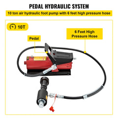 Bostome 10T hydraulic exhaust pipe expander kit with foot pump and 6 ft hose.