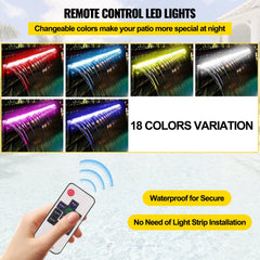 Stainless steel pool waterfall fountain with LED lights and a sleek spillway design.