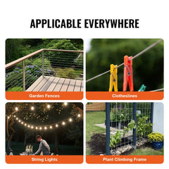 Bostome T304 stainless steel cable in 1/8" diameter, 100 ft long, with a polished surface.