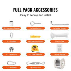 Bostome T304 stainless steel cable 1/8" 7x7 wire rope, 100 ft long with a polished surface.