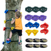 Bostome Ninja Tree Climbing Kit with 12 colorful holds and 6 adjustable straps for outdoor fun.