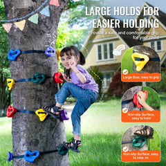 Bostome Ninja Tree Climbing Kit with 12 colorful holds and 6 adjustable straps for outdoor fun.